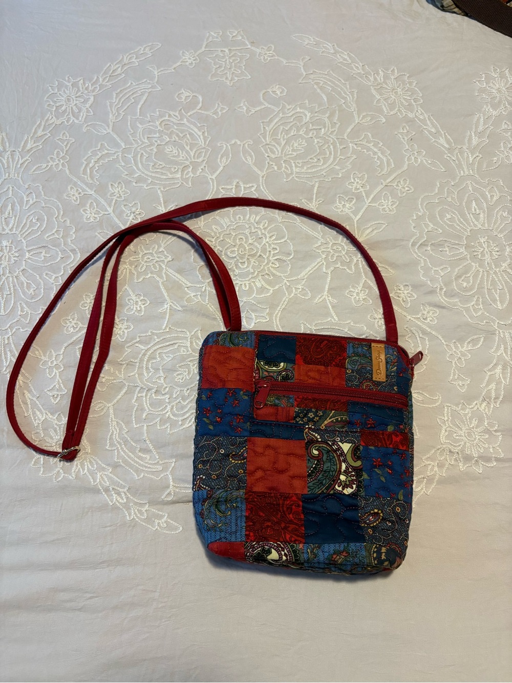 Donna Sharp Patchwork Quilted Crossbody Bag in Red & Blue - Women's Shoulder Bag